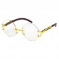Men's Classy Elegant Retro Style Round Clear Lens EYE GLASSES Gold & Wood Frame