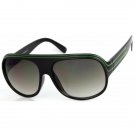 Mens Square Retro Black Flat Top Aviator Fashion Sunglasses UV400 Gradient Lens