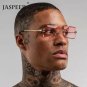 AAA Quality Rose Color Retro Rectangle Gold Vintage Rimless Sunglasses For Men
