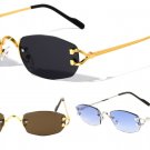 SAVANT SLIM RIMLESS GEOMETRIC OVAL AVIATOR SUNGLASSES CLASSIC CASUAL LUXURY VTG