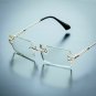 Men's Rectangular Sophisticated Gold Clear Lens Square Rimless Eye Glasses