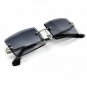 Rimless Dark Gray Tint Rectangle Silver Frame Retro Shades Mens Sunglasses