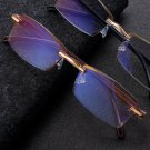 Gold Rimless Reading Glasses Bifocal Far Near Anti Blue Light +3.00 Tawny Brown