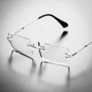 Men's Rimless Vintage Retro Rectangle Silver Clear Lens Fashion Hip Hop Glasses