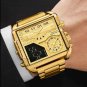BOAMIGO Big Square Dial Chronograph Stainless Steel Watch for Men