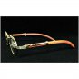 Men Classy Elegant Exotic Sophisticated Clear EYE GLASSES Oval Gold Wooden Frame