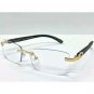 Men Classy Elegant Sophisticated Style Clear Lens Eye Glasses Gold Rimless Frame