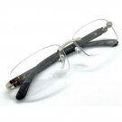 CLASSY SOPHISTICATED ELEGANT Clear Lens EYE GLASSES Rimless Silver & Wood Frame