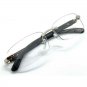 CLASSY SOPHISTICATED ELEGANT Clear Lens EYE GLASSES Rimless Silver & Wood Frame