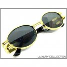 CLASSIC VINTAGE RETRO HIP HOP Style SUN GLASSES Oval Gold Frame Black Lens