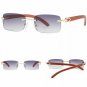 Fashion Rimless Sunglasses Steampunk Frameless Eye Glasses Wood Grain Rectangle