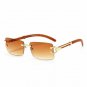 Mens Gold Retro Vintage Elegant Brown Tint Rimless Hip Hop Fashion Sunglasses