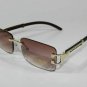 Rimless Mens Purple Tint Vintage Gold Frame Retro Hip Hop Rectangle Sunglasses
