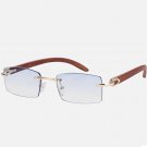 Blue wooden rimless sunglasses C Style