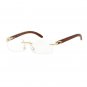 DAPPER RIMLESS METAL ACCENT WOOD ARM SQUARE LENS BLUE LIGHT GLASSES 54MM