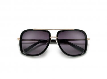 DESIGNER INSPIRED HIGH FASHION SQUARE AVIATORS WITH ANTIQUE METAL TRIM DETAIL