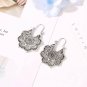 Antique Silver Mandala Flower Hoop Earrings