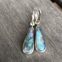 New Female Boho Geometry Moonstone Long Dangle Earrings Vintage Silver Color Dro