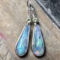 New Female Boho Geometry Moonstone Long Dangle Earrings Vintage Silver Color Dro