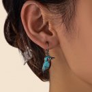 Pretty Bird Silver Hoop Dangle Drop Earring Turquoise Spring Jewelry