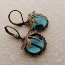 Beautiful Blue and Gold Dragonfly Earrings