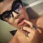 Cat Eye Vintage Retro "RAZOR" Women Eyeglasses Cut Off Lenses Semi Rimless GAFA