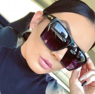 Mens Womens Flat Top Oversize Retro Square Sunglasses Funky Big Lens 2 Colors