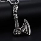 MENDEL Mens Nordic Norse Viking Raven Axe Wolf Pendant Necklace For Men Chain