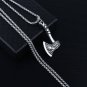 MENDEL Mens Nordic Norse Viking Raven Axe Wolf Pendant Necklace For Men Chain