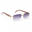 Vintage Men's Purple Smoke Tint Rimless Gold Frame Hip Hop Sunglasses