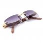 Vintage Men's Purple Smoke Tint Rimless Gold Frame Hip Hop Sunglasses