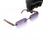 Vintage Men's Purple Smoke Tint Rimless Gold Frame Hip Hop Sunglasses