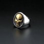 New Gold Plated Tone Stainless Steel Mens Biker Punisher Skull Ring Size 7-15