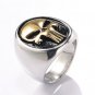 New Gold Plated Tone Stainless Steel Mens Biker Punisher Skull Ring Size 7-15