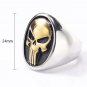 New Gold Plated Tone Stainless Steel Mens Biker Punisher Skull Ring Size 7-15