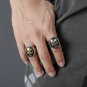 New Gold Plated Tone Stainless Steel Mens Biker Punisher Skull Ring Size 7-15
