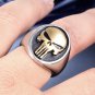 New Gold Plated Tone Stainless Steel Mens Biker Punisher Skull Ring Size 7-15