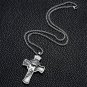 MENDEL Mens Stainless Steel Jesus Christ Face Crucifix Cross Pendant Necklace