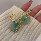 New Jade Donut Earrings for Women Stone Luxury Designer Carved 925 Silver Talism