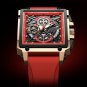 LIGE Men Watch Rectangle Sport Quartz Wristwatch Red Rubber Strap Males Watches