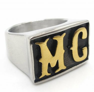 MENDEL Cool Mens Stainless Steel Motorcycle Club MC Biker Ring For Men Size 7-15