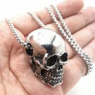 MENDEL Gothic Mens Biker Skull Pendant Necklace Men Stainless Steel Chain Silver