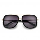 DESIGNER INSPIRED HIGH FASHION SQUARE AVIATORS WITH ANTIQUE METAL TRIM DETAIL