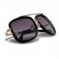 DESIGNER INSPIRED HIGH FASHION SQUARE AVIATORS WITH ANTIQUE METAL TRIM DETAIL