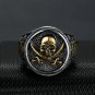 New Gothic Mens Stainless Steel Gold Plated Biker Pirate Skull Ring Size 6-15