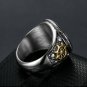 New Gothic Mens Stainless Steel Gold Plated Biker Pirate Skull Ring Size 6-15