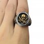 New Gothic Mens Stainless Steel Gold Plated Biker Pirate Skull Ring Size 6-15