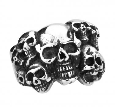 Skull Cool Man Ring 316L Stainless Steel Steam Ram Men Punk Rings Gothic Bands