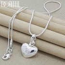 925 Sterling Silver Solid Small Heart Pendant Necklace 16-30 Inch Snake Chain