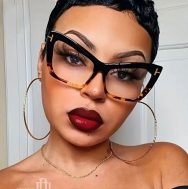 Women Oversized Cat Eye Blue Light Glasses Frames Vintage Style Old-School Fash
